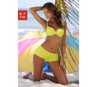 Bügel-Bikini-Top BUFFALO "Happy", Damen, Gr. 42, Cup E, gelb, Microfaser, Polyamid, unifarben, Bikini-Oberteile, seitlich zu raffen (503367-42) gelb