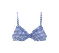 Bügel-Bikini-Top BUFFALO "Karo" Gr. 44, Cup C, blau (hellblau, kariert) Damen Bikini-Oberteile Ocean Blue mit Zierborte (11891967-44) hellblau, kariert