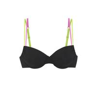 Bügel-Bikini-Top BUFFALO "Pop", Damen, Gr. 40, Cup D, schwarz, Obermaterial: 83% Polyamid, 17% Elasthan. Futter: 100% Polyester, unifarben, kontrastfarbene Details, Bikini-Oberteile, Mit kontrastfarbi