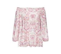Carmenshirt BUFFALO, Damen, Gr. 32/34, creme, pink bedruckt, Jersey, Obermaterial: 100% Viskose, bedruckt, ethno, figurumspielend hüftlang, Carmenausschnitt, elastischer Bund, Shirts (72819129-32) cre