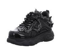 Plateausneaker BUFFALO "CORIN BUTTERFLIES", Damen, Gr. 40, schwarz, Lacklederimitat, glänzend, Schuhe Plateausneaker, Freizeitschuh, Halbschuh, Schnürschuh, Streetwear, vegan (51170221-40) schwarz