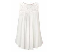 Crepebluse BUFFALO, Damen, Gr. 46, beige (creme), Crêpe, Obermaterial: 100% Viskose. Einsatz: 100% Baumwolle, unifarben, figurumspielend hüftlang, Rundhals, Blusen, mit Spitzeneinsatz, Blusentop, Boho