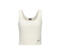 Crop-Top BUFFALO, Damen, Gr. 36/38, weiß (wollweiß), Rippware, Obermaterial: 95% Baumwolle, 5% Elasthan, unifarben, Rundhals, Tops, in Rippstruktur mit breitem Bund (65000439-36) wollweiß