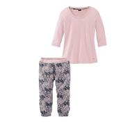 Capri-Pyjama BUFFALO, Damen, Gr. 40/42, rosa, Single Jersey, Obermaterial: 100% Baumwolle, bequem 3/4-Länge, Rundhals, eingesetzt, Homewear-Sets, mit gemusterter Hose (889911-40) rosa