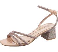Buffalo Damen Riemchensandalen Lilly Spark Sandalette Synthetik Fußbett Bequem Freizeit uni Sandalette glitzer Abiball Hochzeit