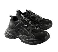 Plateausneaker BUFFALO "YUNO", Damen, Gr. 37, schwarz, Lederimitat, Textil, Schuhe Plateausneaker, Chunky-Sneaker, Schnürschuh, Leichtgewicht mit Memory Foam-Innensohle (89446704-37) schwarz