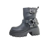 Buffalo Bravr Biker Damenschuhe Stiefel Reißverschluss Schwarz Freizeit, Schuhgröße:40 EU