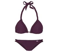Triangel-Bikini BUFFALO Gr. 34, Cup C/D, rot (bordeau) Damen Bikini-Sets Ocean Blue mit geflochtenen Details (397811-34) bordeau