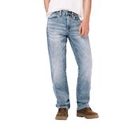 Buffalo David Bitton Herren Leg Relaxed Straight Driven Jeans, Sandgestrahltes Blue Wash Indigo, 38W / 34L