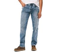 Buffalo David Bitton Herren Straight Six Jeans, Whiskered and Contrasted Indigo, 32W / 34L
