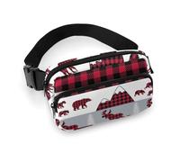 Buffalo Gürteltasche mit Karomuster, für Damen und Herren, Gürteltasche für Workout, Laufen, Reisen, mit verstellbarem Riemen