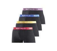 Boxer BUFFALO "Boxershorts für Herren", Herren, Gr. M, 4 Stk., bunt (schwarz, bunt), Jersey, Obermaterial: 95% Baumwolle, 5% Elasthan, unifarben, körpernah, Unterhosen, aus Baumwoll-Mix (745423-M) sch