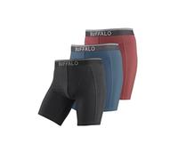 Langer Boxer BUFFALO "Boxershorts für Herren", Herren, Gr. L, 3 Stk., bunt (bordeaux, petrol, schwarz), Jersey, Obermaterial: 92% Baumwolle, 8% Elasthan (LYCRA), unifarben, Unterhosen, in langer Form