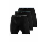 Langer Boxer BUFFALO "Boxershorts für Herren", Herren, Gr. XXL, 3 Stk., schwarz, Jersey, Obermaterial: 92% Baumwolle, 8% Elasthan (LYCRA), unifarben, Unterhosen, in langer Form ideal auch für Sport un