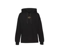 Hoodie BUFFALO, Damen, Gr. 36/38, schwarz, Sweatware, Obermaterial: 60% Baumwolle, 40% Polyester, unifarben, bedruckt, casual, loose fit hüftbedeckend, Langarm Rippbündchen, Sweatshirts, Kapuzensweats