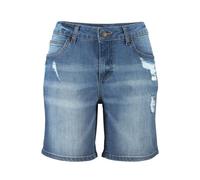 Jeansbermudas BUFFALO, Damen, Gr. 46, N-Gr, blau (blau washed), Denim/Jeans, Obermaterial: 98% Baumwolle, 2% Elasthan, Destroyed-Effekte, figurumspielend kurz, Jeans, mit Destroyed-Effekten, Shorts zu