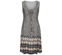 Jerseykleid BUFFALO, Damen, Gr. 46, N-Gr, schwarz, beige bedruckt, Jersey, Obermaterial: 100% Viskose, bedruckt, figurbetont kniefrei, V-Ausschnitt, Kleider Jerseykleid, mit Bindeband, sommerliches Tr
