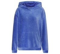 Kapuzenpullover BUFFALO, Damen, Gr. 44/46, blau, Cord, Obermaterial: 62% Baumwolle, 36% Polyester, 2% Elasthan. Kapuzenfutter: 100% Polyester, unifarben, bequem hüftlang, Pullover Kapuzenpullover, mit