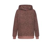 Kapuzenpullover BUFFALO, Damen, Gr. 48/50, braun (braun leo), Obermaterial: 60% Baumwolle, 40% Polyester, bedruckt, animal-print, modisch, bequem hüftlang, Langarm Rippbündchen, Pullover, in Leo-Optik