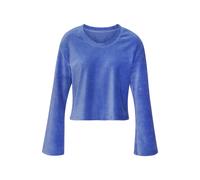 Langarmshirt BUFFALO, Damen, Gr. 32/34, blau, Cord, Obermaterial: 62% Baumwolle, 36% Polyester, 2% Elasthan, bequem, Rundhals, Trompetenärmel, Shirts Langarmshirt, mit weicher Cord-Struktur (14487903-