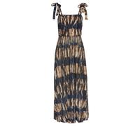 Maxikleid BUFFALO "mit Trägern zum Knoten im Alloverprint", Damen, Gr. 40, N-Gr, blau (marine, bedruckt), Jersey, Obermaterial: 100% Viskose, bedruckt, figurbetont bodenlang, eckiger Ausschnitt, Kleid