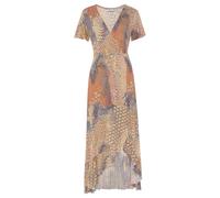 Maxikleid BUFFALO, Damen, Gr. 42, N-Gr, bunt (orange, blau, bedruckt), Jersey, Obermaterial: 100% Viskose, figurbetont knöchellang, V-Ausschnitt, Kleider Maxikleid, mit Animalprint, Schlitz und Volant