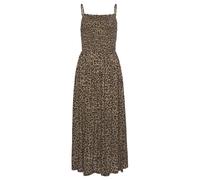 Midikleid BUFFALO "mit gesmoktem Oberteil und Animalprint", Damen, Gr. 42, N-Gr, bunt (leo, bedruckt), Jersey, Obermaterial: 100% Viskose, bedruckt, figurumspielend ca. Mitte Wade, eckiger Ausschnitt,