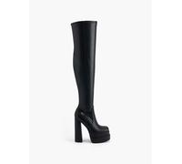 Buffalo Overknee Schwarz, Damen, Größe: 37, Material: PU/Nylex