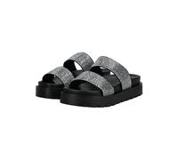 Pantolette BUFFALO "RAYA TSS SPARK", Damen, Gr. 40, silber (schwarz, silberfarben), Textil, Synthetik, modisch, Schuhe, Strandschuh, Sommerschuh, Poolslides zum Schlupfen (16984954-40) schwarz, silber