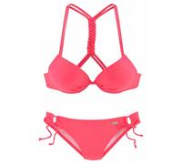 Push-Up-Bikini BUFFALO Gr. 38, Cup B, rot (hummer) Damen Bikini-Sets Ocean Blue mit geflochtenem Rückendetail Bestseller (466219-38)