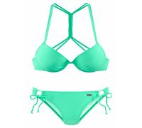 Push-Up-Bikini BUFFALO, Damen, Gr. 36, Cup B, grün (mint), Polyamid, unifarben, Flechtoptik, Bikini-Sets, mit geflochtenem Rückendetail (501951-36) mint