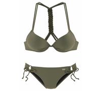 Push-Up-Bikini BUFFALO Gr. 38, Cup D, grün (oliv) Damen Bikini-Sets Ocean Blue mit geflochtenem Rückendetail Bestseller (547883-38)