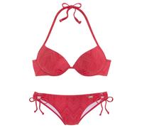 Push-Up-Bikini BUFFALO, Damen, Gr. 34, Cup A, rot, Polyamid, Strukturmuster, Bikini-Sets, mit modischer Struktur (54605265-34) rot