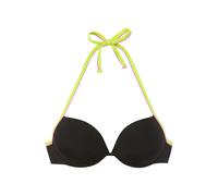 Push-Up-Bikini-Top BUFFALO "Pop", Damen, Gr. 38, Cup A, schwarz, Obermaterial: 83% Polyamid, 17% Elasthan. Wattierung: 100% Polyester, unifarben, kontrastfarbene Details, Bikini-Oberteile, Mit kontras