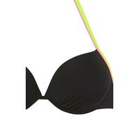 Push-Up-Bikini-Top BUFFALO "Pop", Damen, Gr. 38, Cup AA, schwarz, Obermaterial: 83% Polyamid, 17% Elasthan. Wattierung: 100% Polyester, unifarben, kontrastfarbene Details, Bikini-Oberteile, Mit kontra