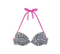 Push-Up-Bikini-Top BUFFALO "Gioletta", Damen, Gr. 34, Cup B, schwarz-weiß (schwarz, weiß), Obermaterial: 83% Polyamid, 17% Elasthan. Futter: 100% Polyester. Wattierung: 100% Polyester, bedruckt, gemus