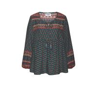 Schlupfbluse BUFFALO Gr. 50, blau (petrol, bedruckt) Damen Blusen Strandblusen mit Ethnodruck und Zierperlen, Boho-Style, Langarmbluse Bestseller (16143962-50)