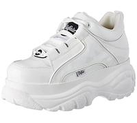 Buffalo für Damen. 1533233 Niedrige Lederturnschuhe mit weißem Plateau (38), 3 bis 5 cm, Schnürsenkel, Lässig