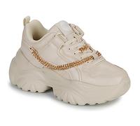 Plateausneaker BUFFALO "Bliss Chain", Damen, Gr. 40, beige, goldfarben, Lederimitat, Schuhe Plateausneaker, Halbschuh, Schnürschuh, Chunky Sneaker mit Zierkette (42893767-40) beige, goldfarben