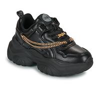 Plateausneaker BUFFALO "Bliss Chain", Damen, Gr. 37, schwarz, goldfarben, Lederimitat, Schuhe Plateausneaker, Halbschuh, Schnürschuh, Chunky Sneaker mit Zierkette (33646417-37) schwarz, goldfarben
