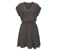 Sommerkleid BUFFALO "mit V-Ausschnitt aus weicher Lyocellware", Damen, Gr. 34, N-Gr, khaki, Web, Obermaterial: 100% Lyocell, unifarben, figurumspielend knieumspielend, V-Ausschnitt, Krempelärmel,mit R