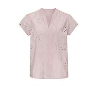 Spitzenbluse BUFFALO, Damen, Gr. 44, lila (mauve), Web, Obermaterial: 100% Baumwolle, unifarben, modisch, figurumspielend hüftlang, V-Ausschnitt, Kurzarm, Blusen, mit kurzen Ärmeln (62613443-44) mauve