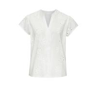 Spitzenbluse BUFFALO, Damen, Gr. 40, weiß, Web, Obermaterial: 100% Baumwolle, unifarben, modisch, figurumspielend hüftlang, V-Ausschnitt, Kurzarm, Blusen, mit kurzen Ärmeln (66773748-40) weiß