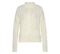 Stehkragenpullover BUFFALO, Damen, Gr. 32/34, beige (creme), Strick, Obermaterial: 89% Polyacryl, 6% Polyester, 5% Polyamid, unifarben, figurumspielend hüftlang, Pullover Stehkragenpullover, mit Zopfm