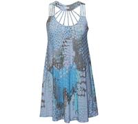 Strandkleid BUFFALO, Damen, Gr. 40, N-Gr, blau (blau bedruckt), Jersey, Obermaterial: 95% Viskose, 5% Elasthan, animal-print, bedruckt, figurumspielend Po-bedeckend, Rundhals, Kleider Strandkleid, mit