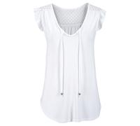 Strandshirt BUFFALO Gr. 36/38, weiß Damen Shirts Jersey mit Spitzeneinsatz am Rücken und Rüschendetail, Kurzarmshirt (59997411-36)