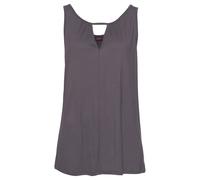 Strandtop BUFFALO, Damen, Gr. 48/50, grau (anthrazit), Jersey, Obermaterial: 100% Viskose, unifarben, figurumspielend hüftlang, V-Ausschnitt, Tops Strandtop, mit leichter Raffung am Ausschnitt, Tankto