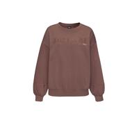 Sweater BUFFALO, Damen, Gr. 44/46, braun, Sweatware, Obermaterial: 60% Baumwolle, 40% Polyester, unifarben, casual, bequem hüftlang, Rundhals, Langarm Rippbündchen, Sweatshirts, mit aufwendiger Sticke
