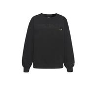Sweater BUFFALO, Damen, Gr. 44/46, schwarz, Sweatware, Obermaterial: 60% Baumwolle, 40% Polyester, unifarben, casual, bequem hüftlang, Rundhals, Langarm Rippbündchen, Sweatshirts, mit aufwendiger Stic