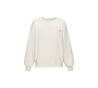 Sweater BUFFALO, Damen, Gr. 44/46, weiß (wollweiß), Sweatware, Obermaterial: 60% Baumwolle, 40% Polyester, unifarben, casual, bequem hüftlang, Rundhals, Langarm Rippbündchen, Sweatshirts, mit aufwendi